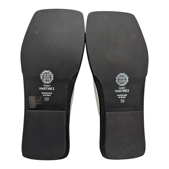 Martinez Roque Silver Sandals Flats Metallic Knot Detail Slip-On US 8.5 - Picture 9 of 16